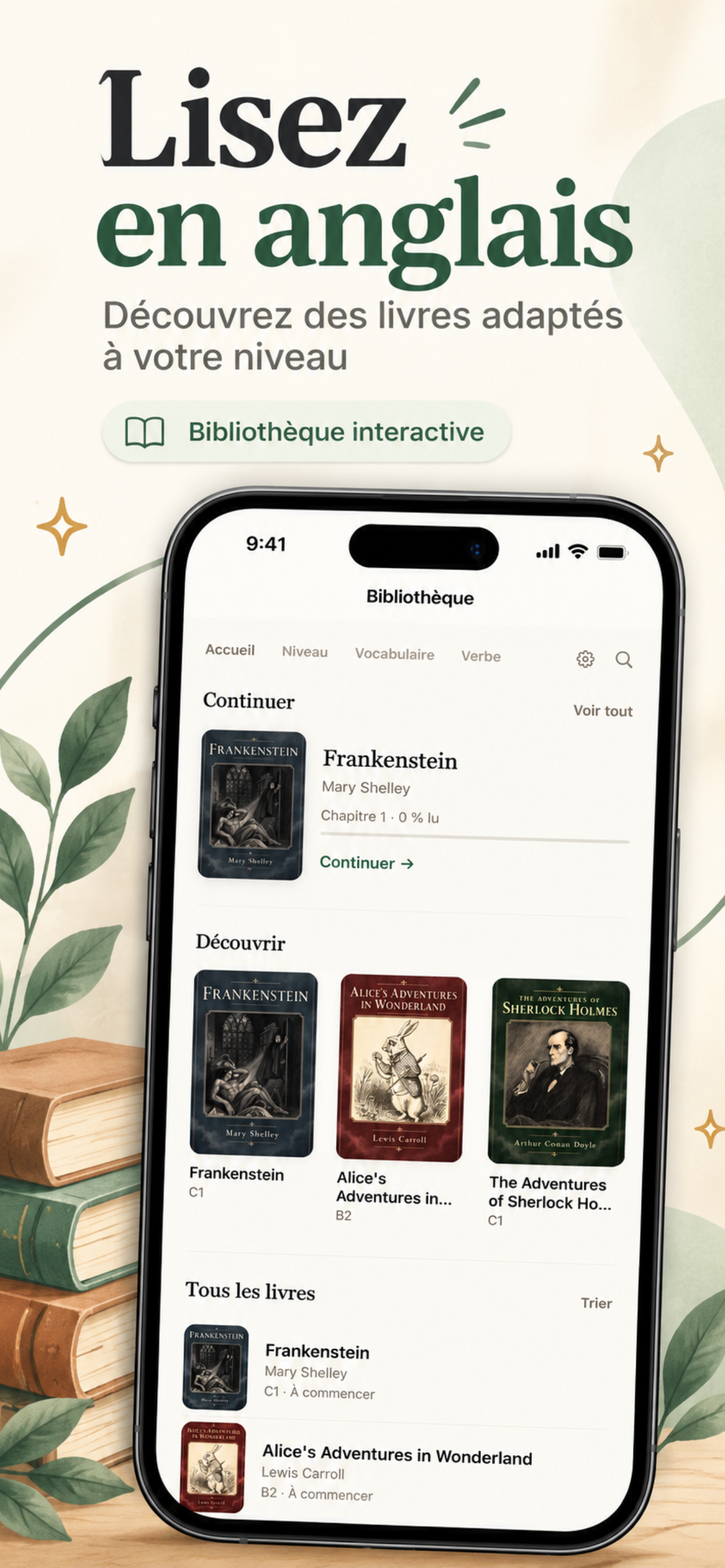 Bibliothèque interactive de Livres en anglais